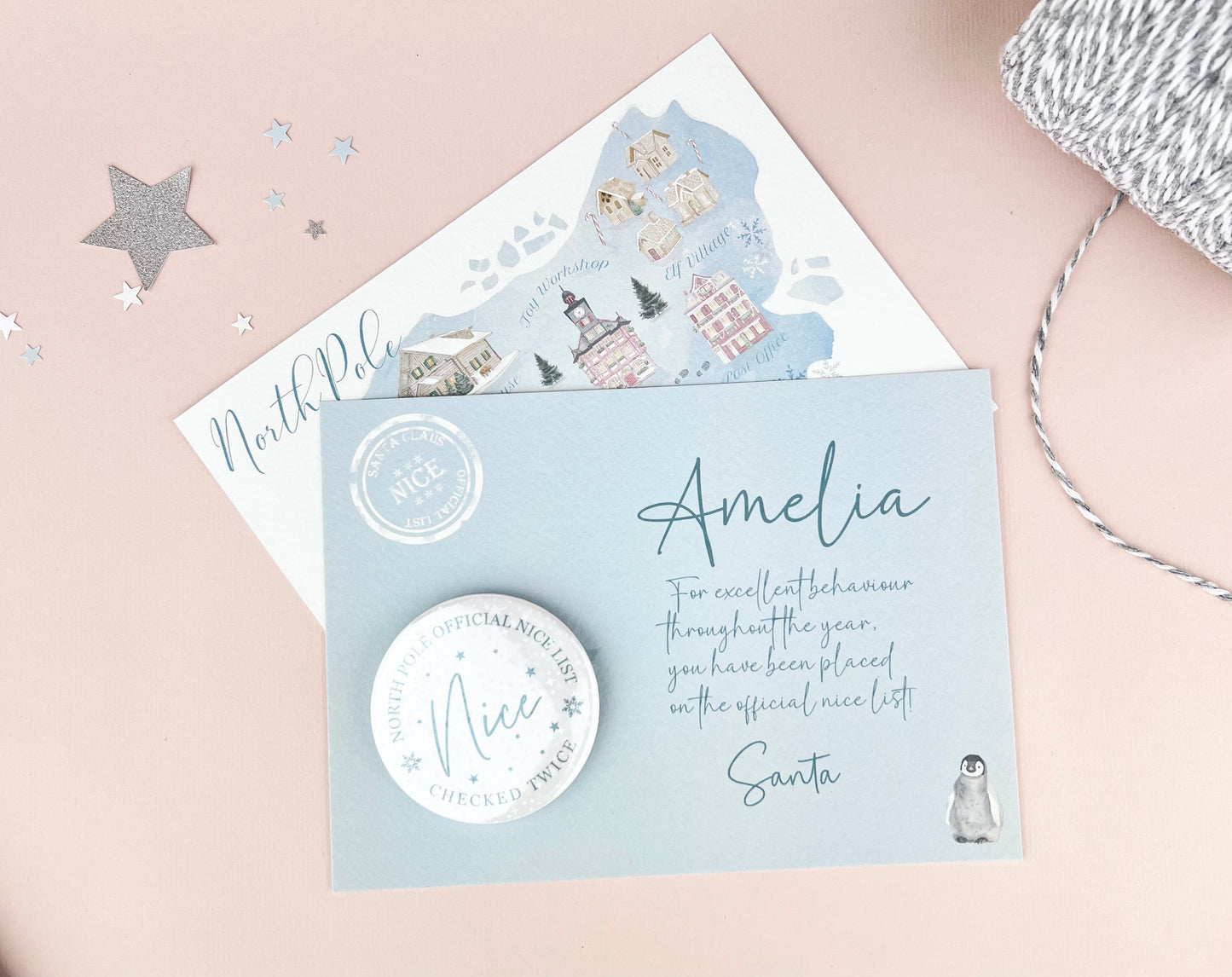 Nice List Badge Postcard Personalised