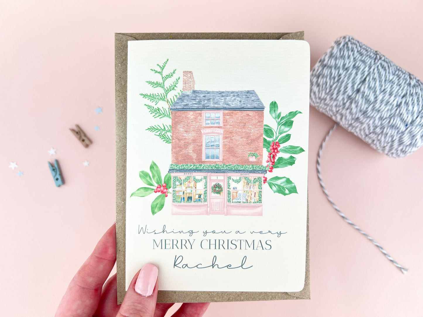 Christmas Book Shop Personalised Card