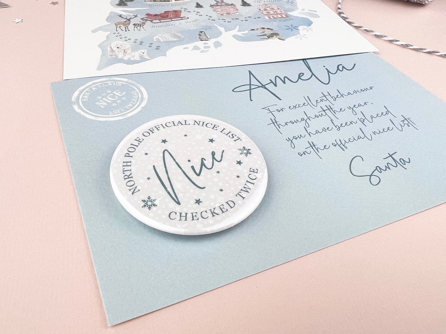 Nice List Badge Postcard Personalised