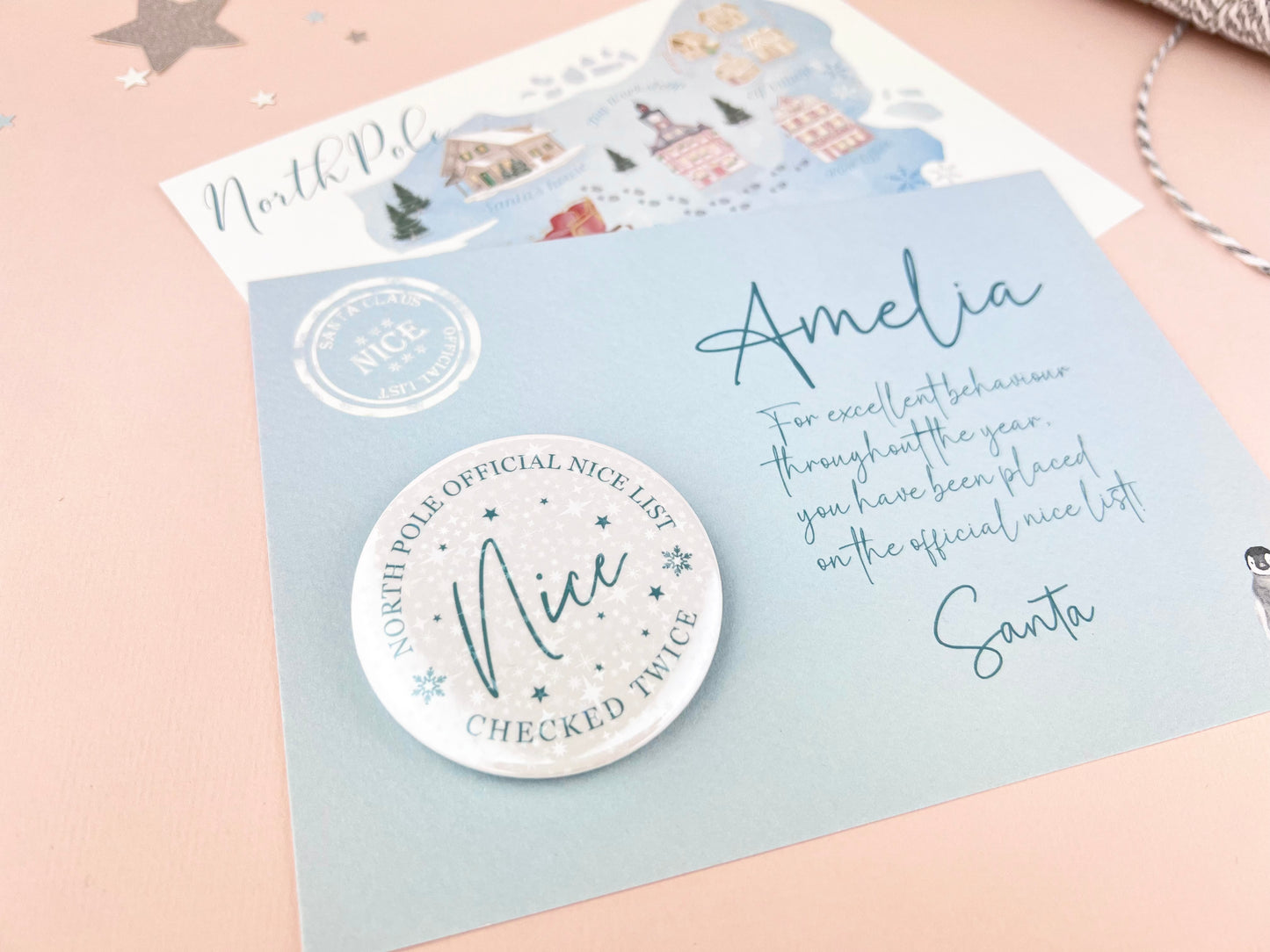 Nice List Badge Postcard Personalised