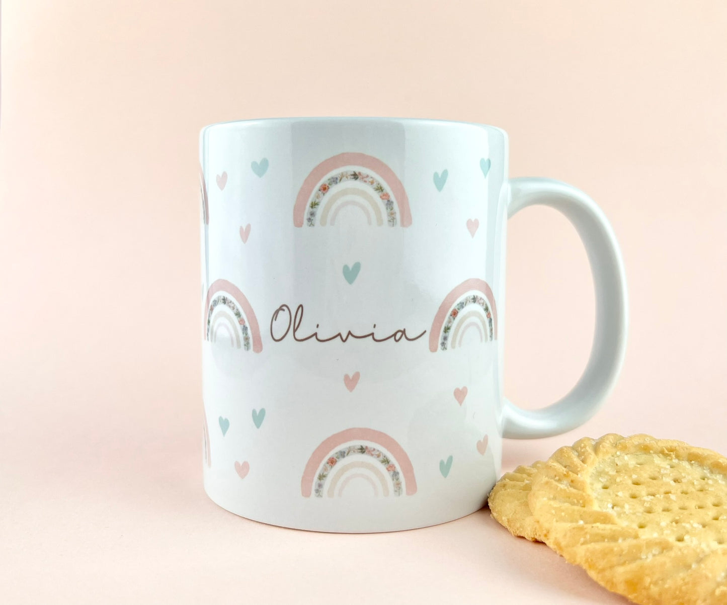 Rainbow Love Hearts Personalised Mug