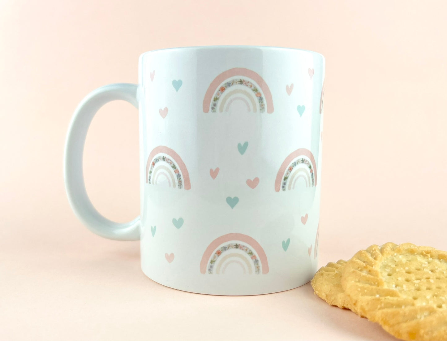 Rainbow Love Hearts Personalised Mug