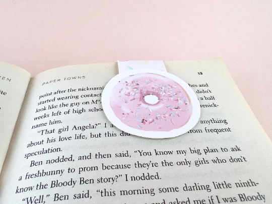 Pink Iced Donut Magnetic Bookmark