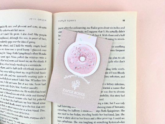 Pink Iced Donut Magnetic Bookmark