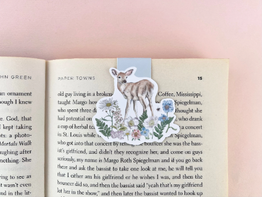 Floral Deer Magnetic Bookmark