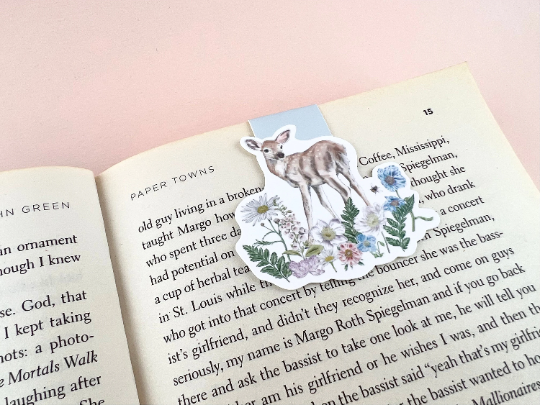 Floral Deer Magnetic Bookmark