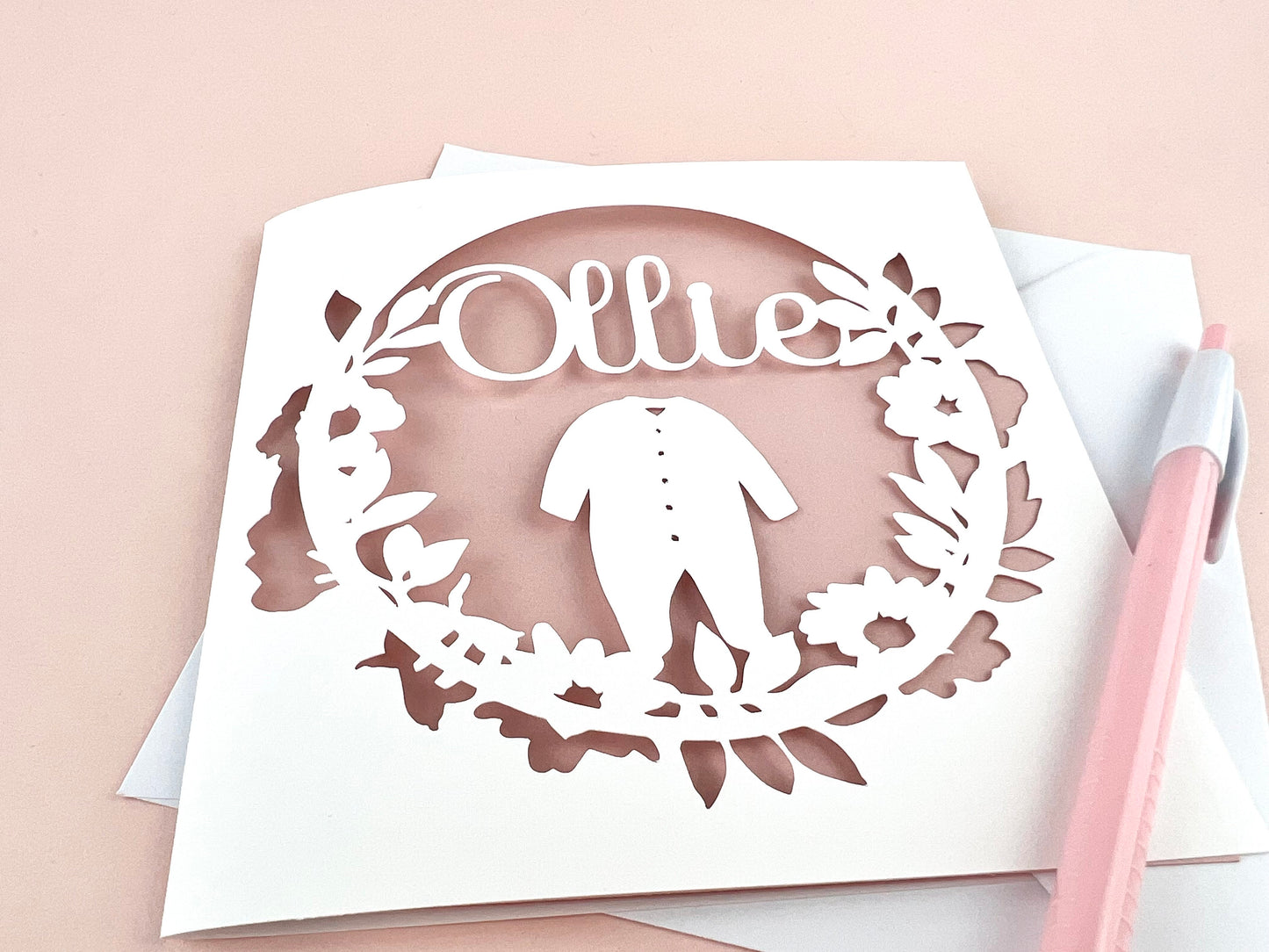 Personalised Baby Grow Papercut Card