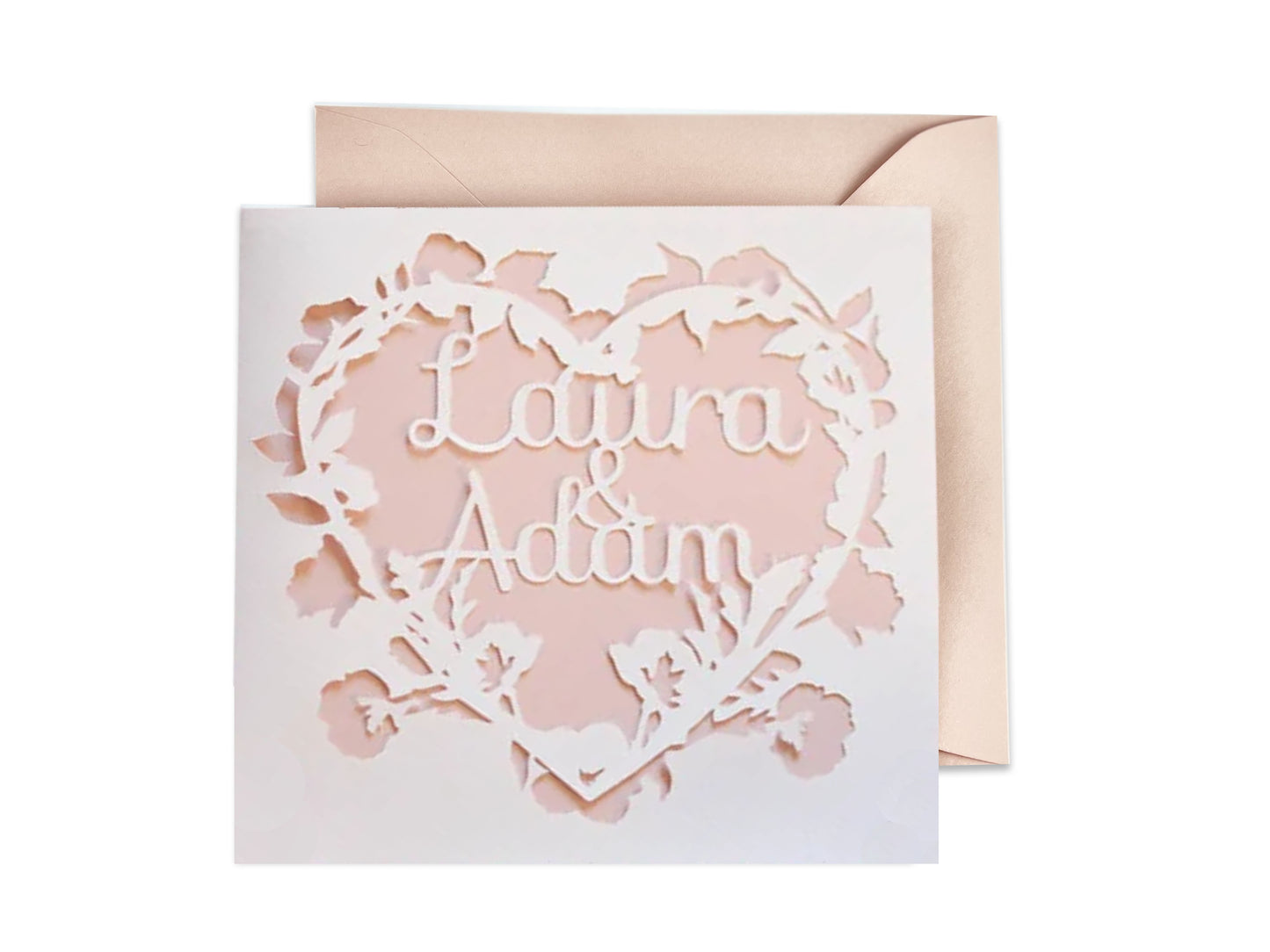 Couple Floral Poppy & Flax Papercut Card