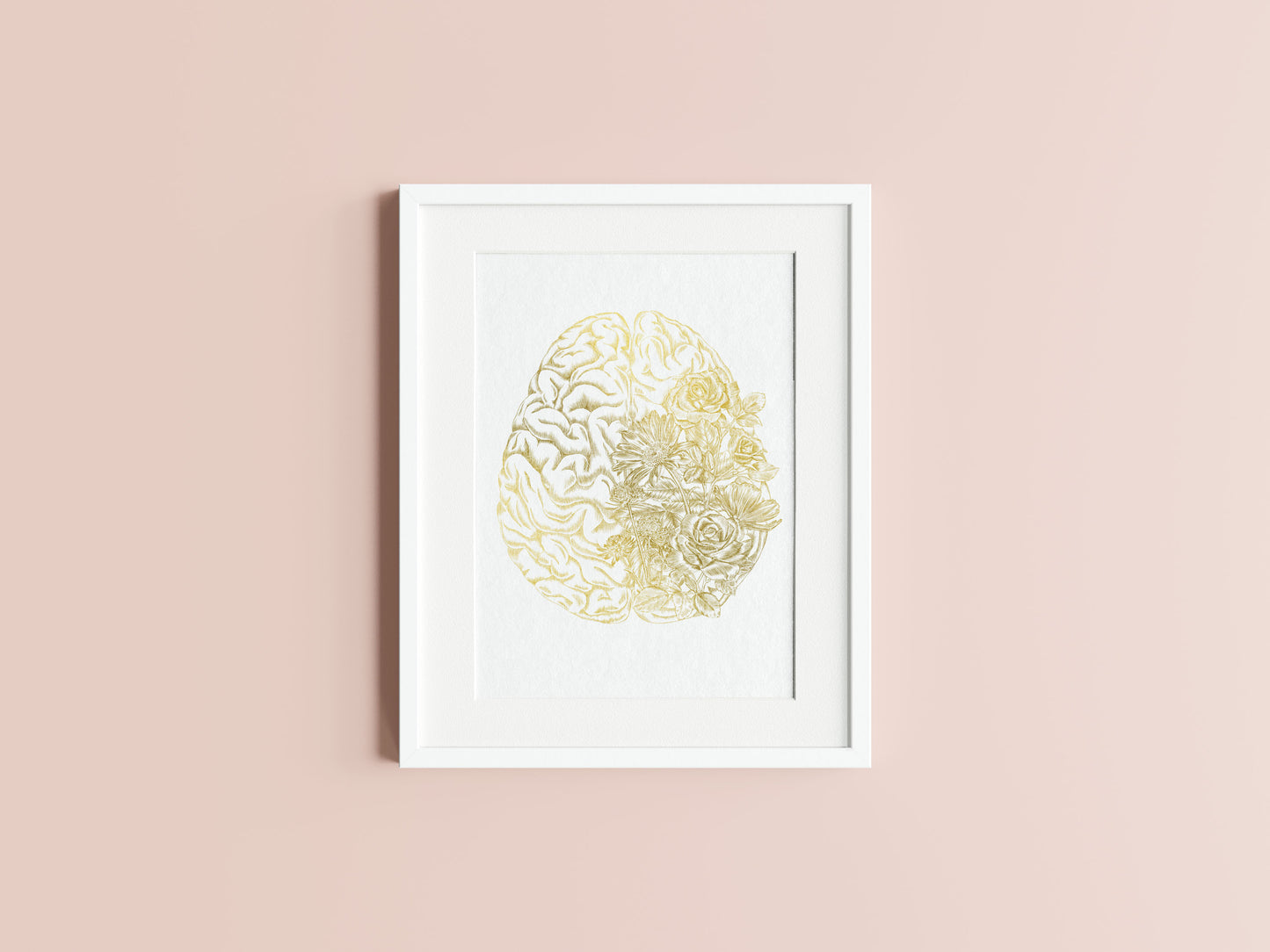 Floral Brain Illustration Foil Print