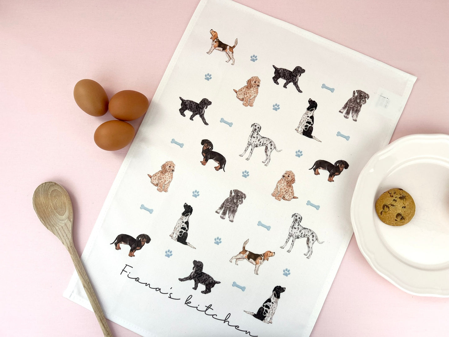 Dogs Personalised Tea Towel