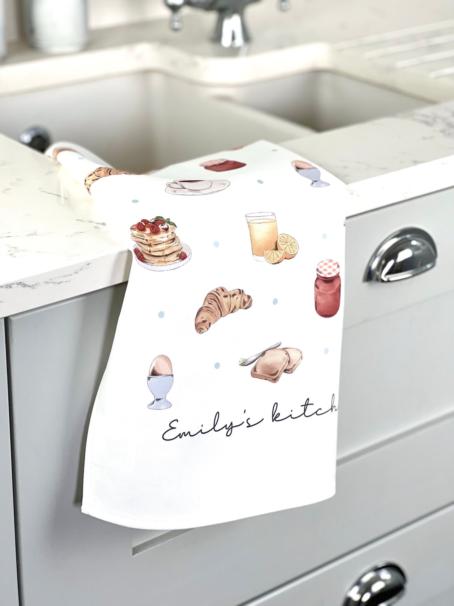 Breakfast Food Personalised Tea Towel