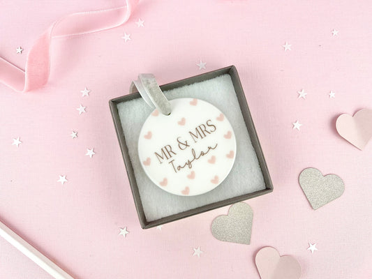 Personalised Hearts Wedding Ceramic Ornament