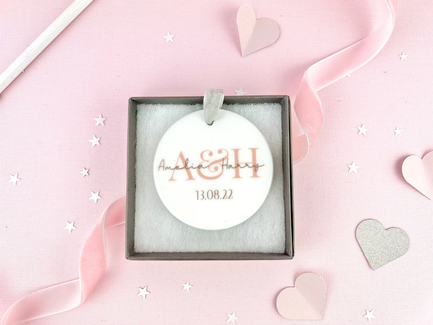 Personalised Initial Names Wedding Ceramic Ornament