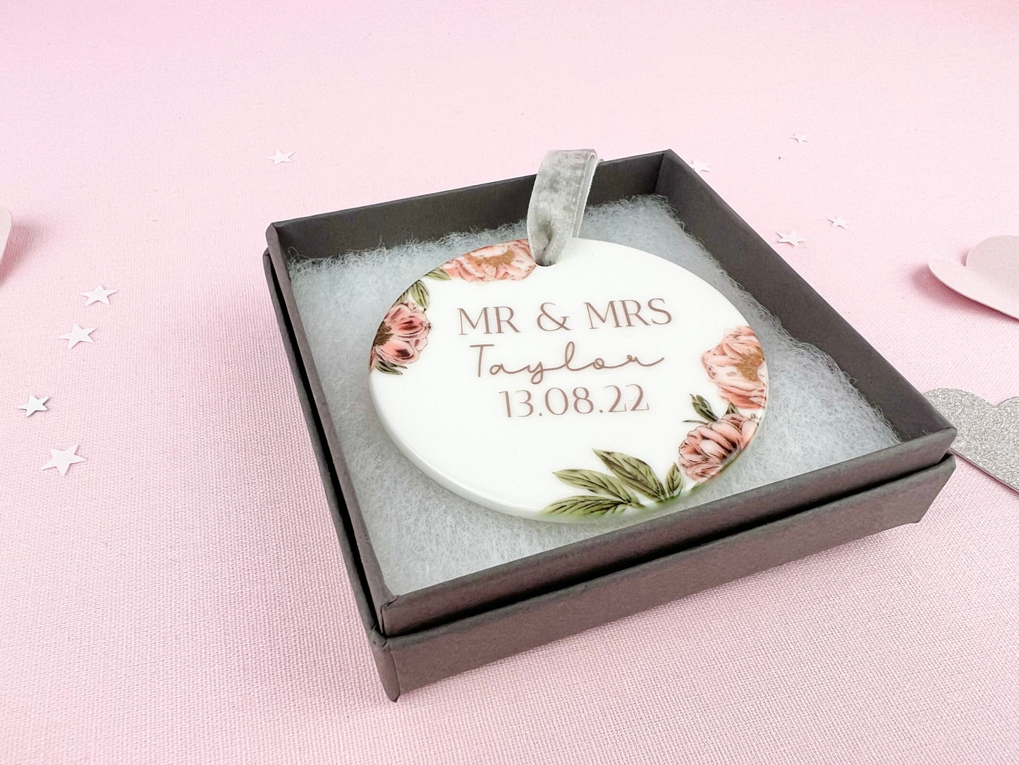 Personalised Peonies Ceramic Ornament