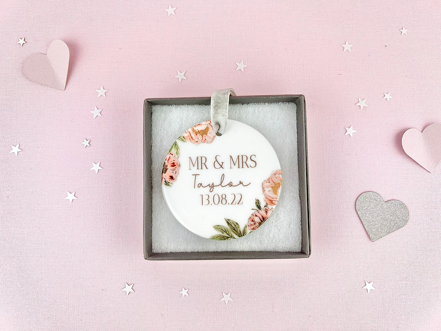 Personalised Peonies Ceramic Ornament