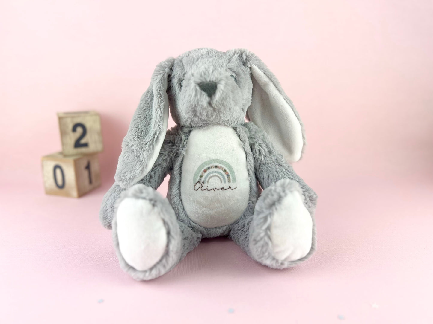 Personalised Name Blue Rainbow Plushie