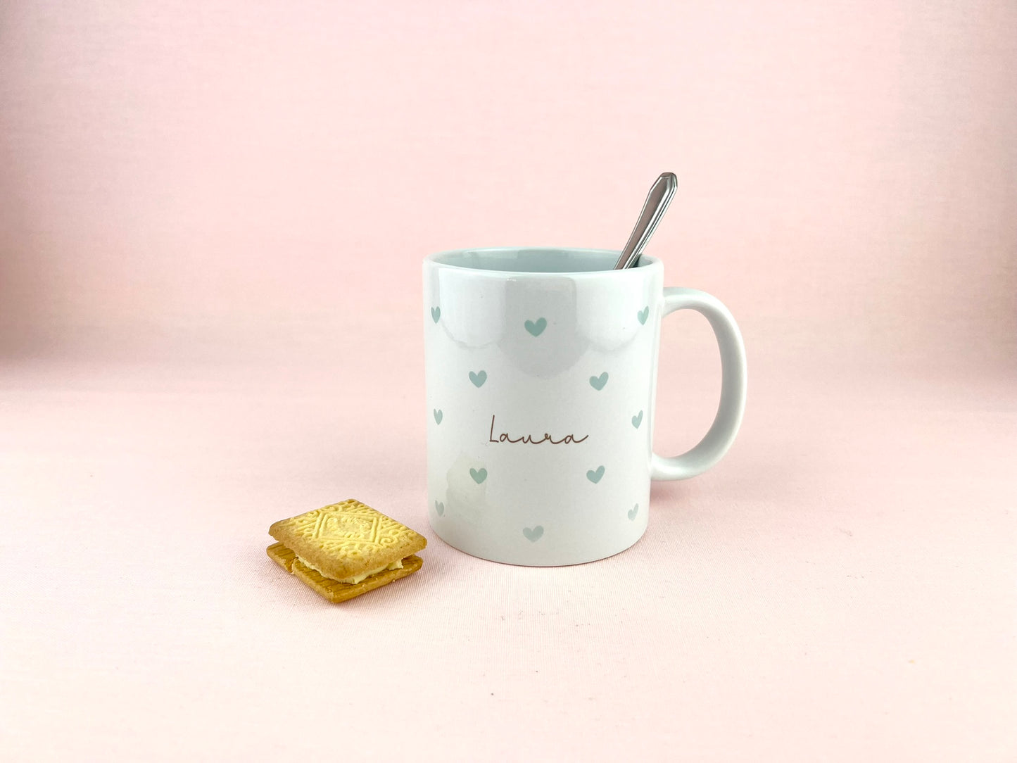 Blue Love Hearts Personalised Mug