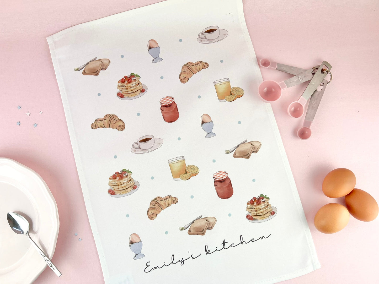 Breakfast Food Personalised Tea Towel