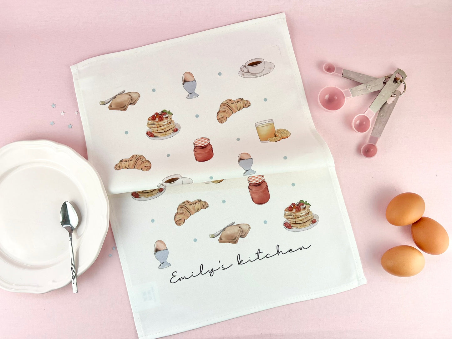 Breakfast Food Personalised Tea Towel