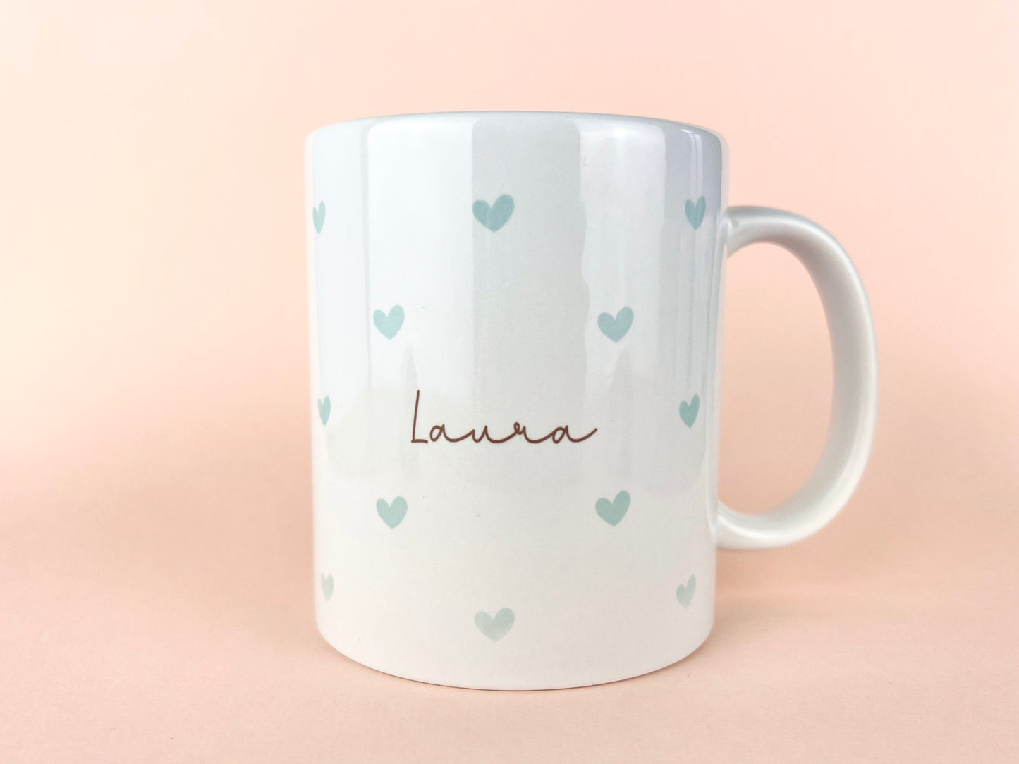 Blue Love Hearts Personalised Mug