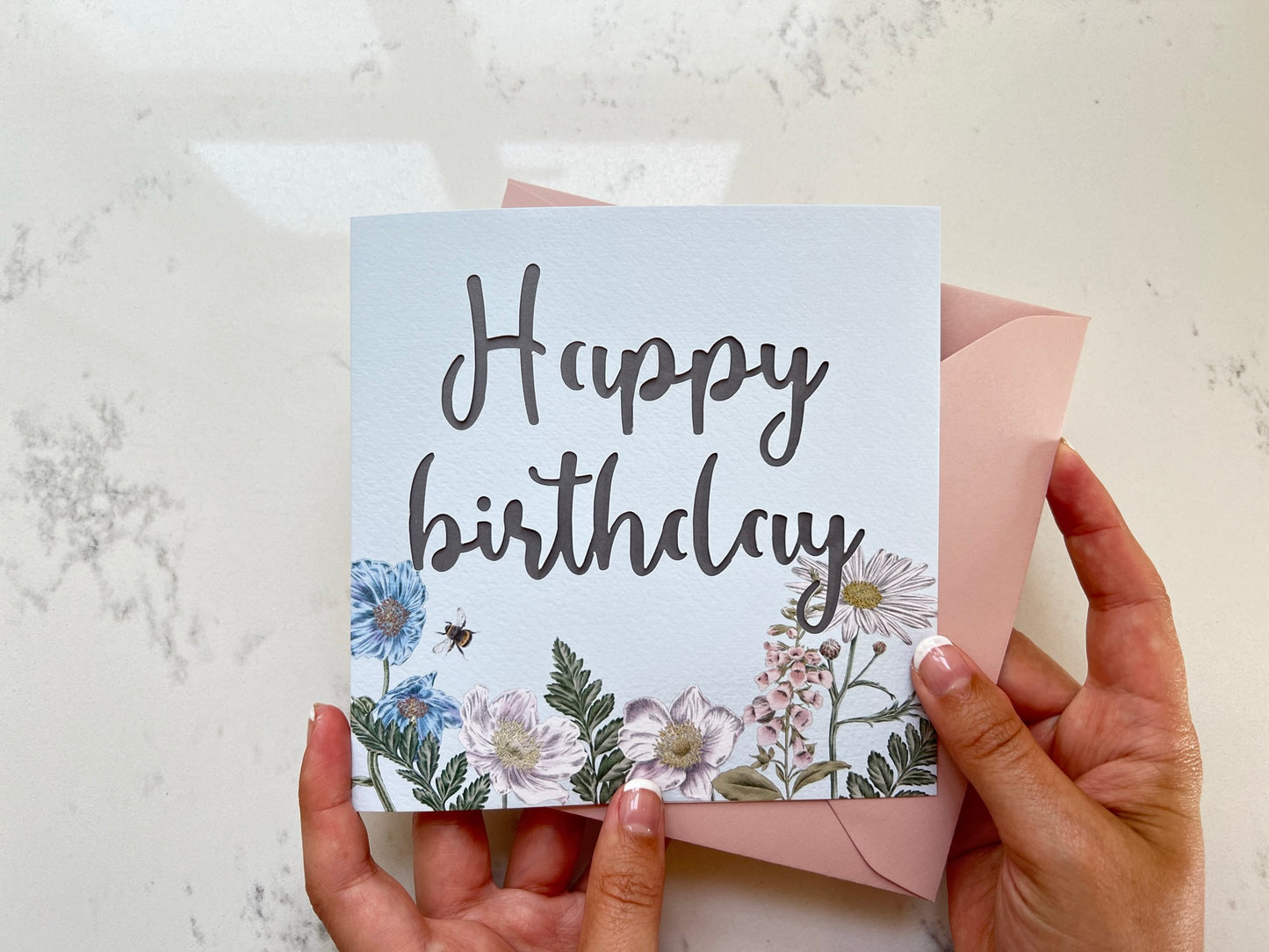 Wildflower Happy Birthday Papercut Card