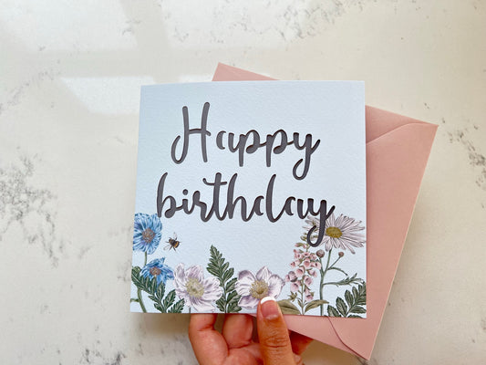 Wildflower Happy Birthday Papercut Card