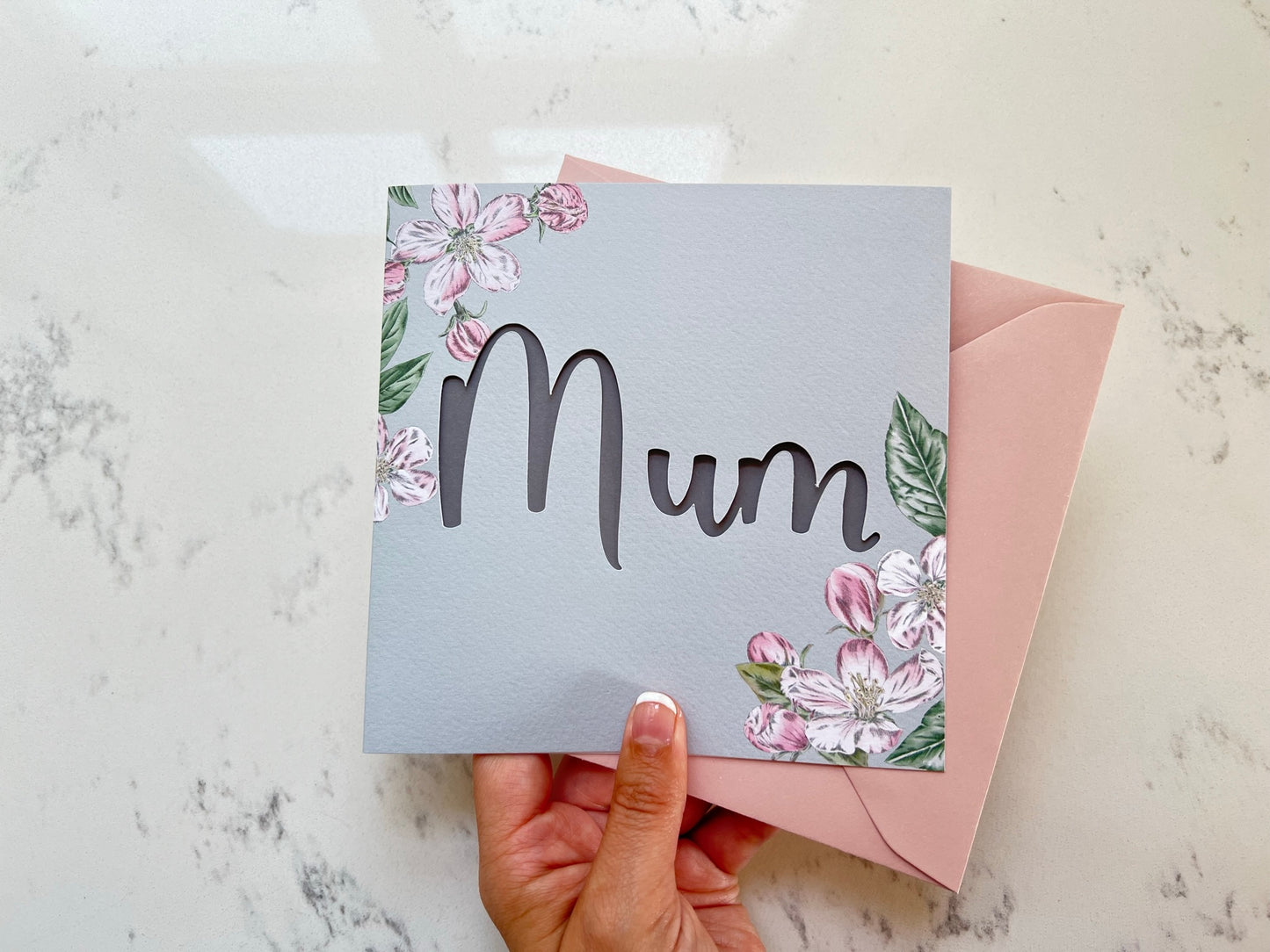 Apple Blossom Mum Paper Cut Card