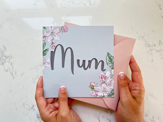 Apple Blossom Mum Paper Cut Card