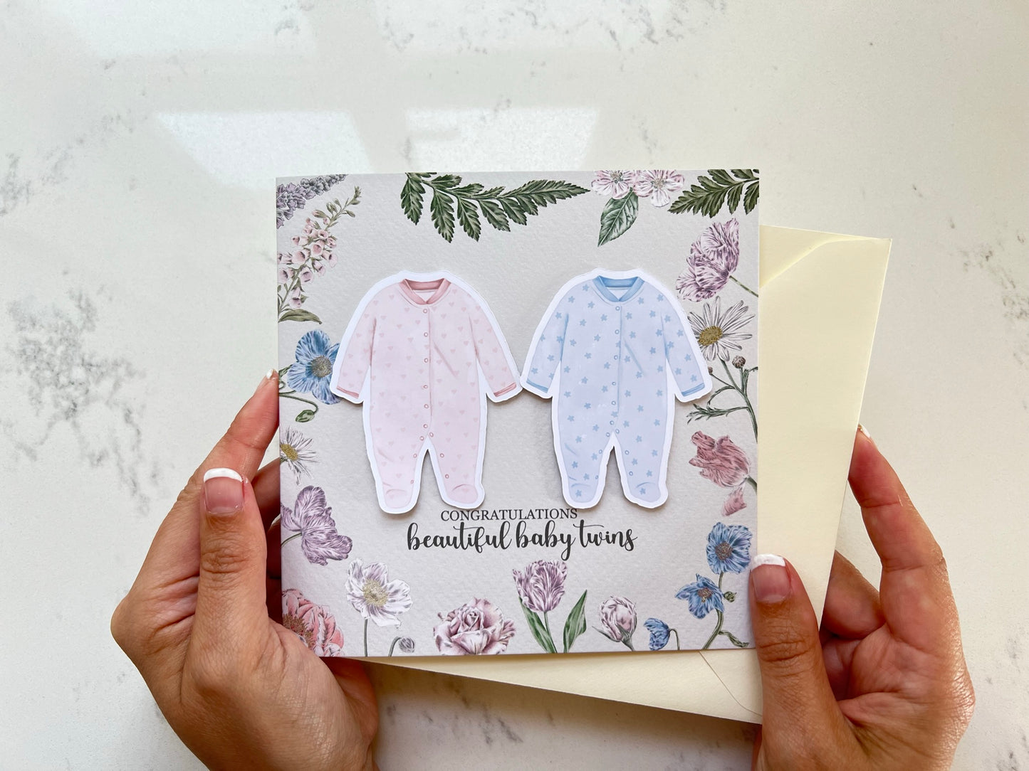 Twins Baby Grow Card