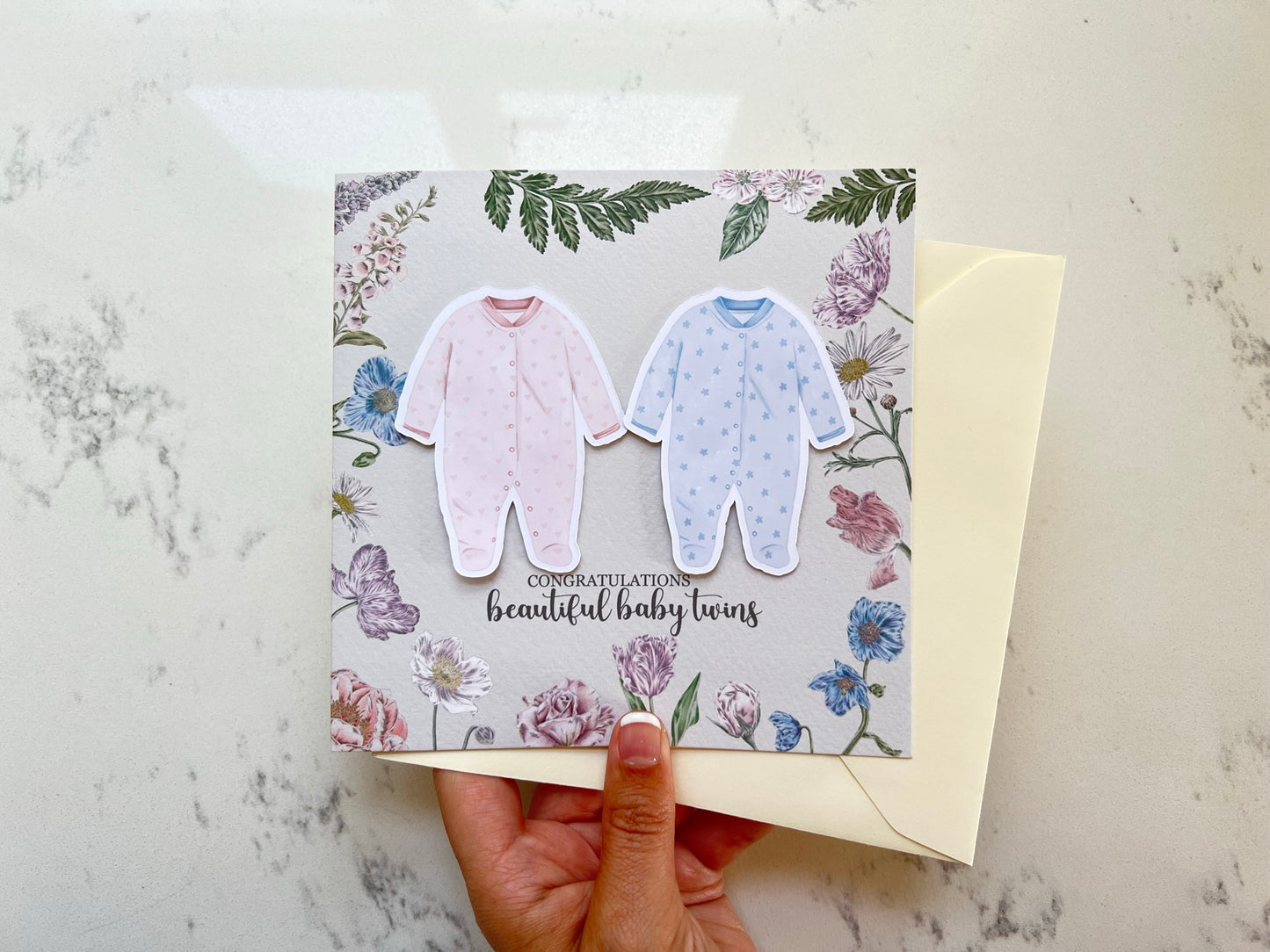 Twins Baby Grow Card