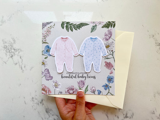 Twins Baby Grow Card