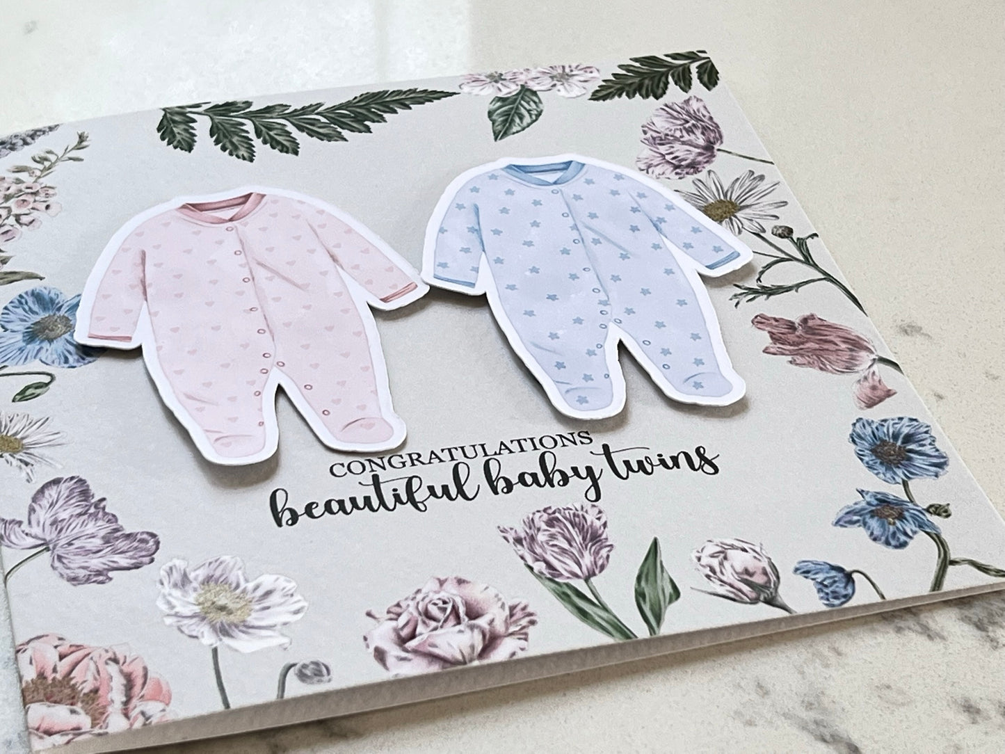 Twins Baby Grow Card