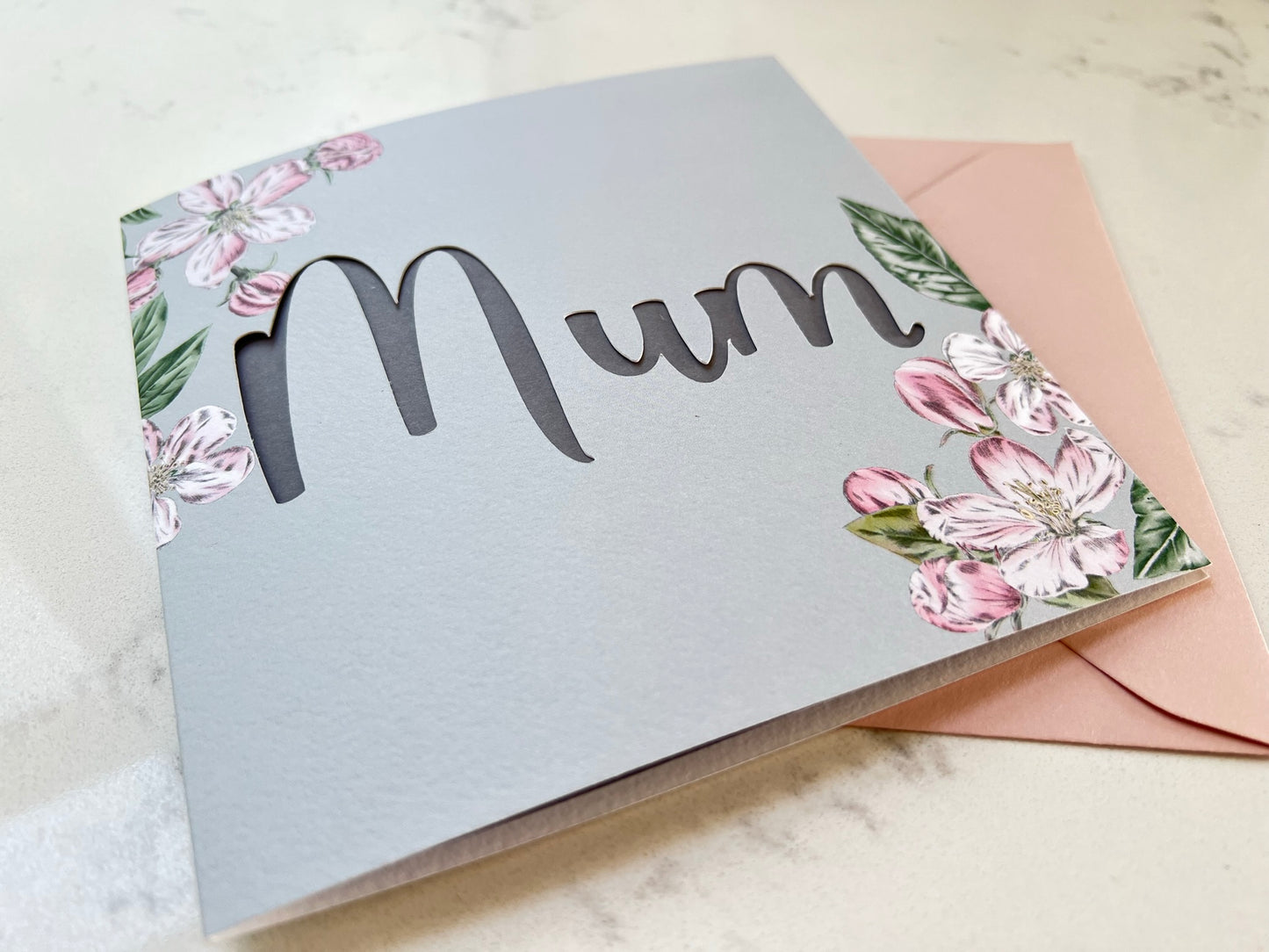 Apple Blossom Mum Paper Cut Card