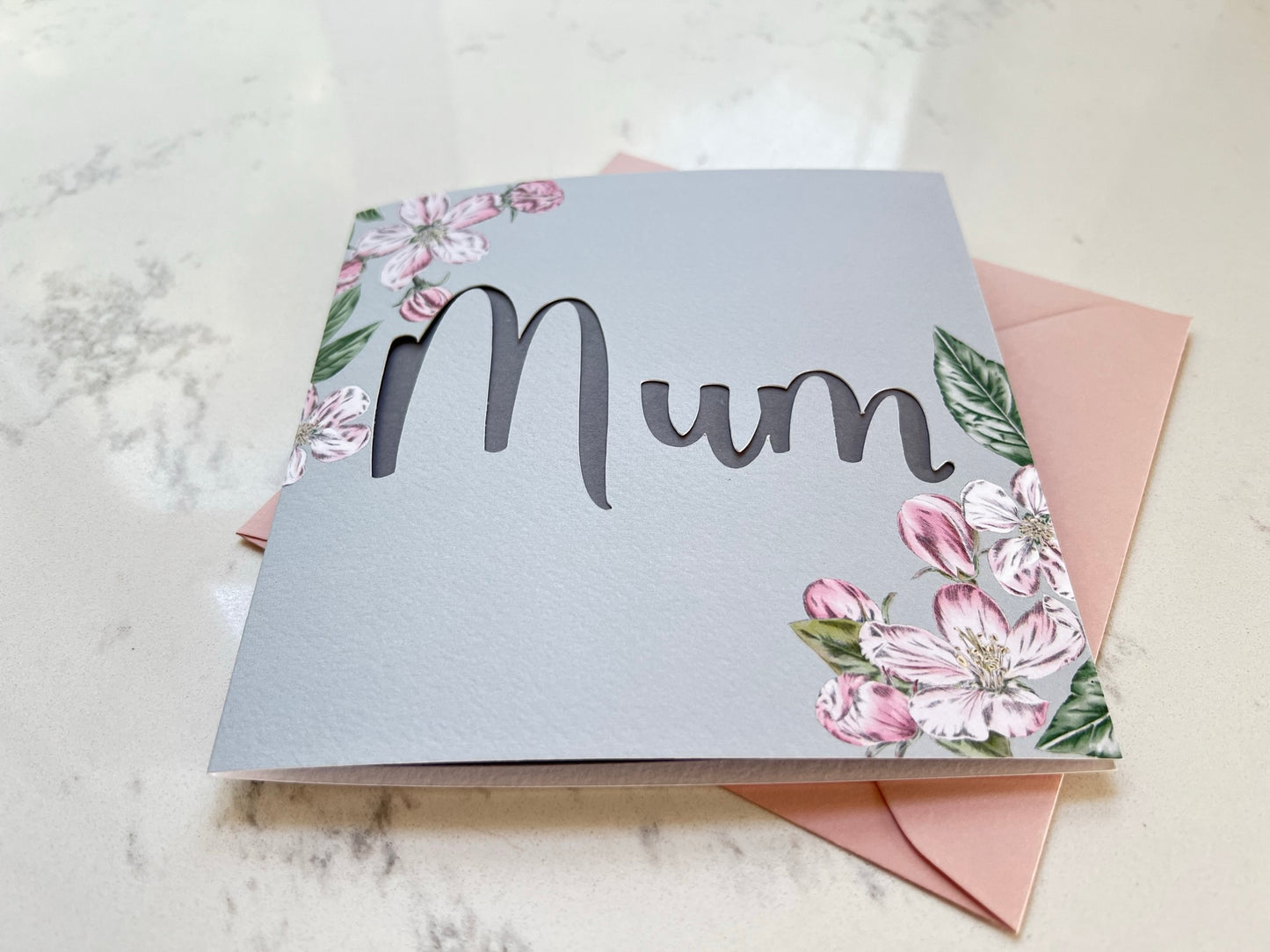 Apple Blossom Mum Paper Cut Card
