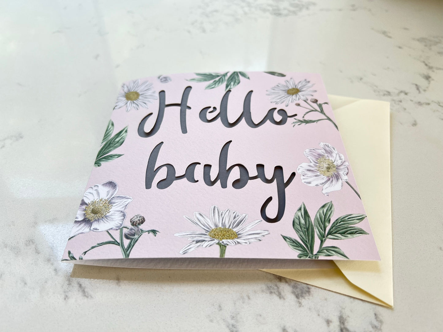 Daisy Hello Baby Papercut Card