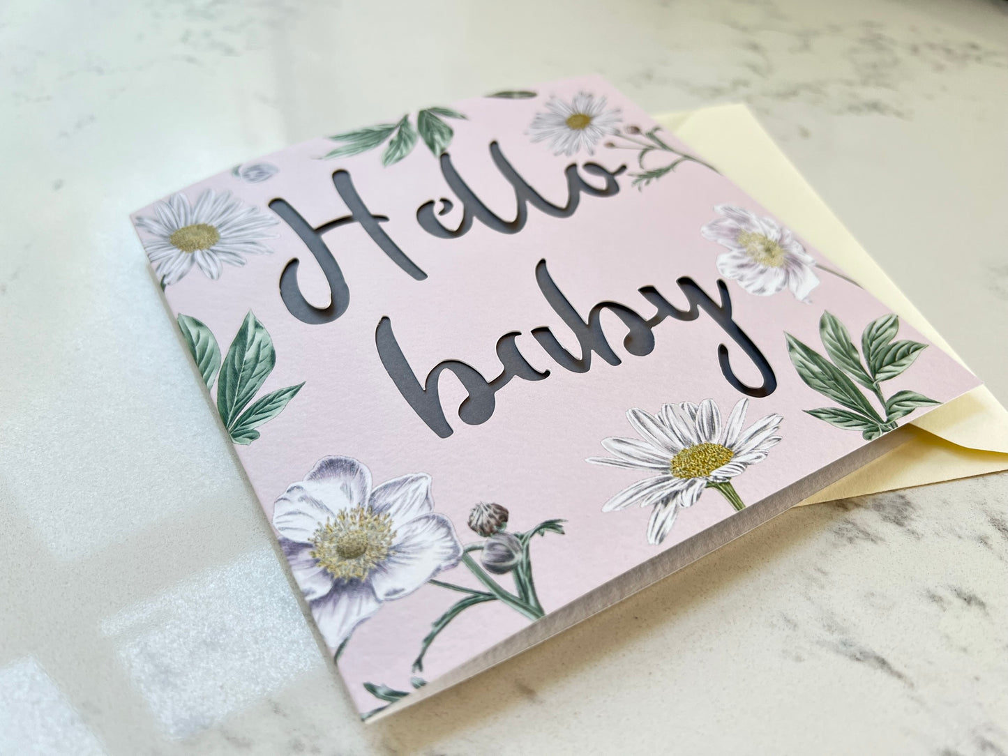 Daisy Hello Baby Papercut Card