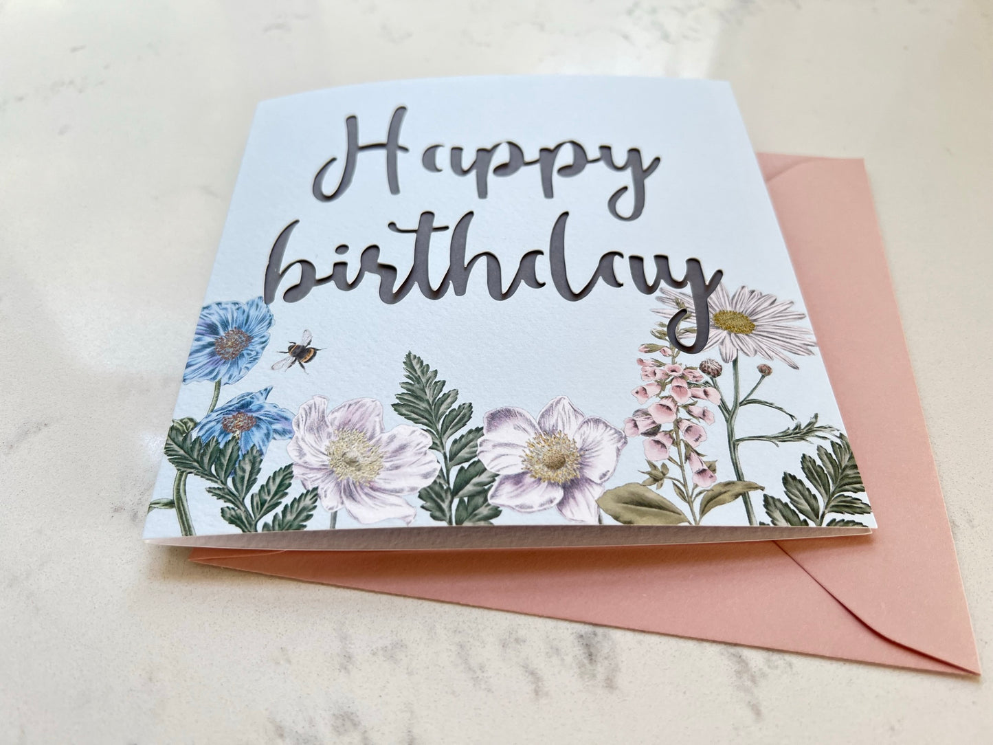 Wildflower Happy Birthday Papercut Card