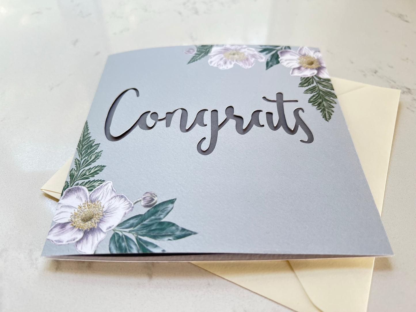 Anemone Congrats Papercut Card