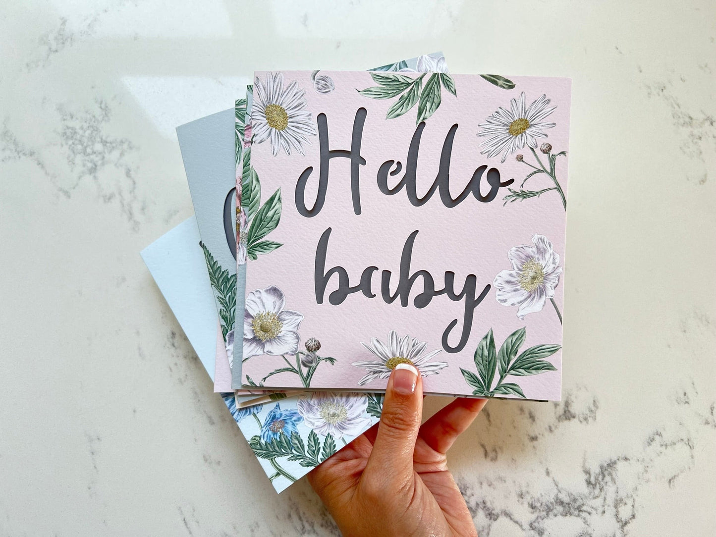 Daisy Hello Baby Papercut Card