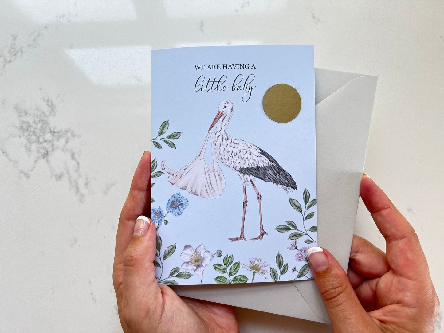 Stork Gender Reveal Surprise Scratch Card