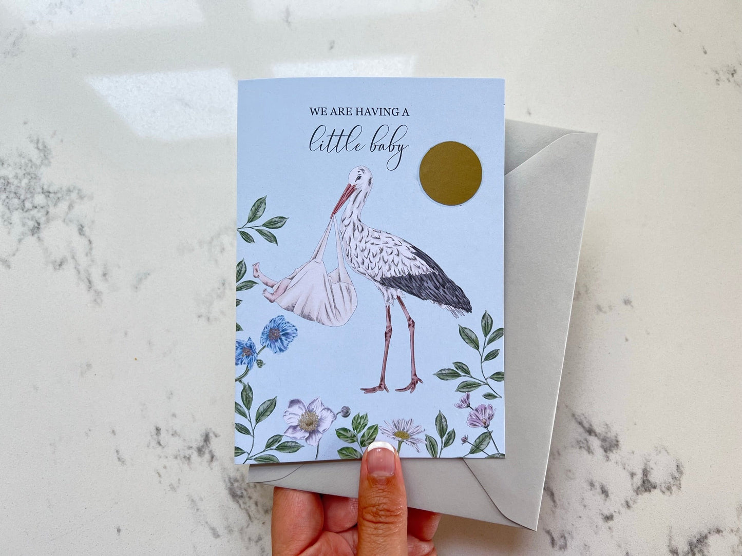 Stork Gender Reveal Surprise Scratch Card