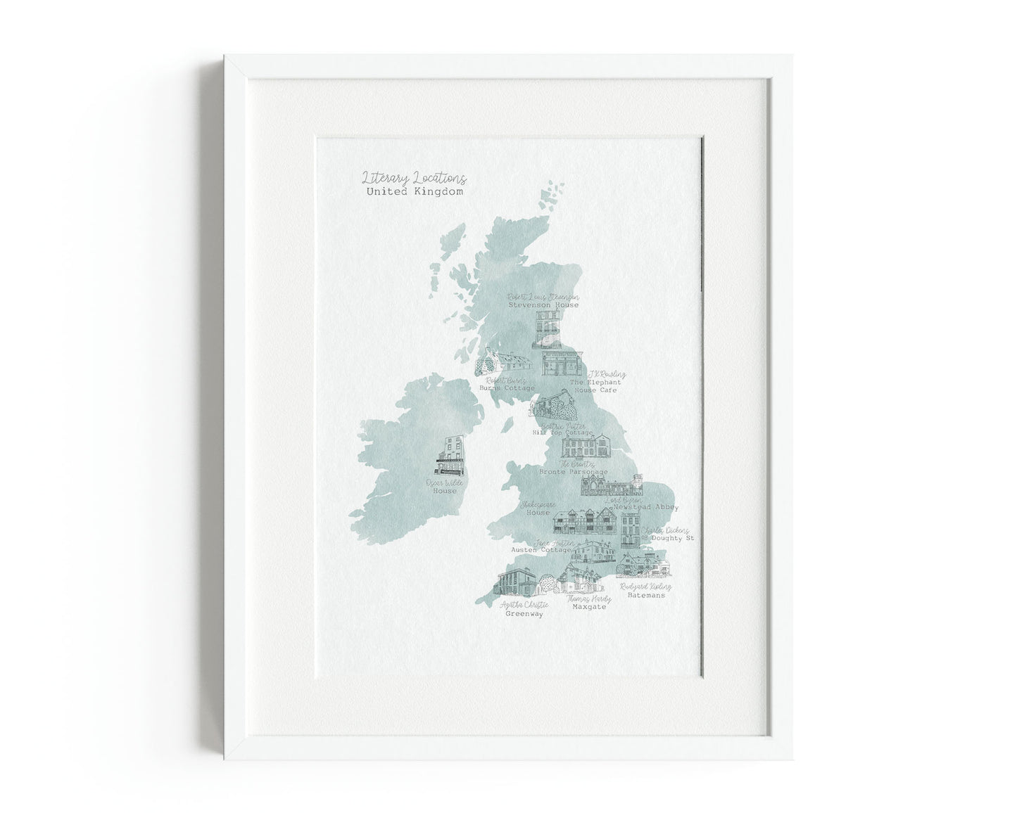 Literary Locations Map Print