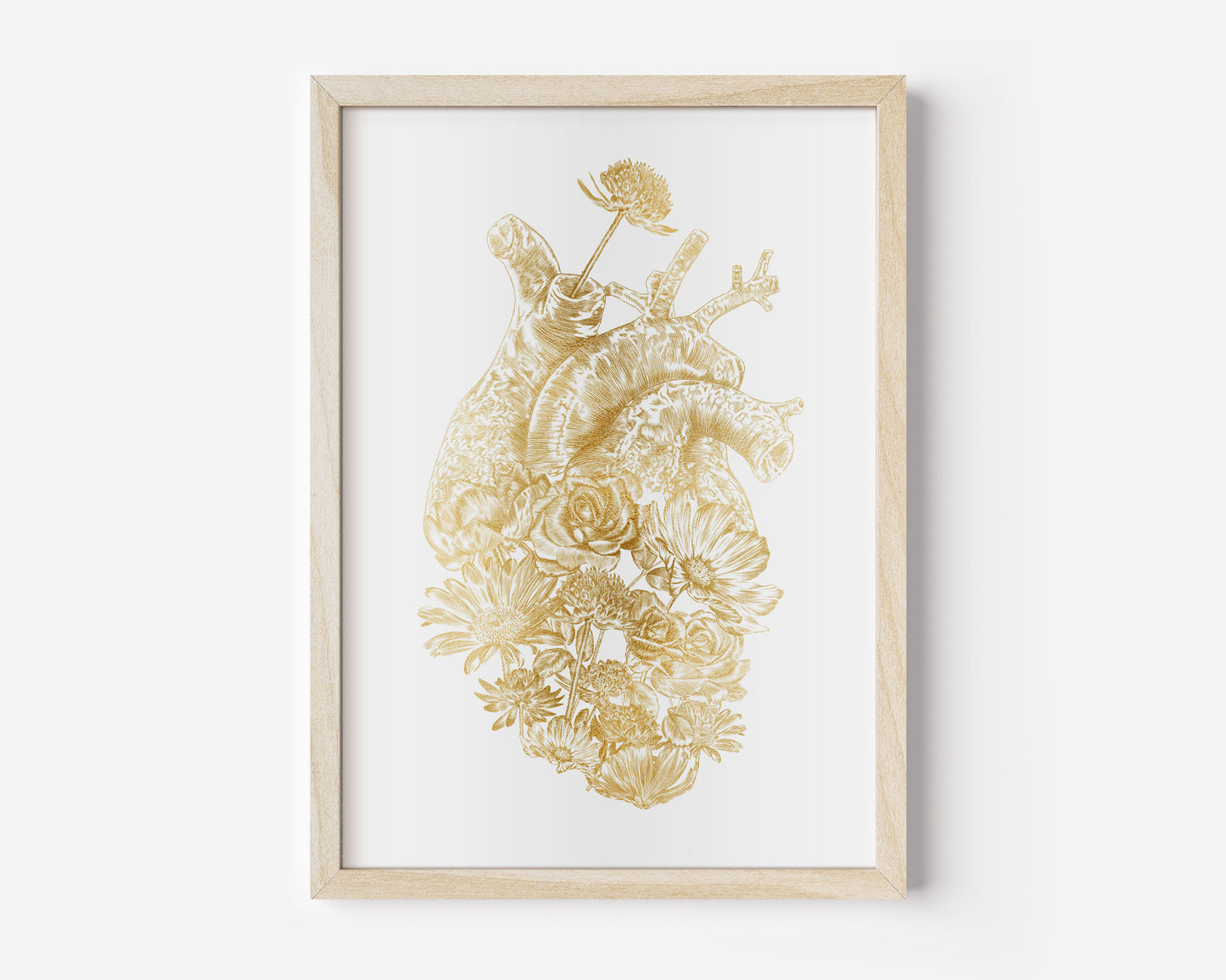 Foil Floral Anatomical Heart