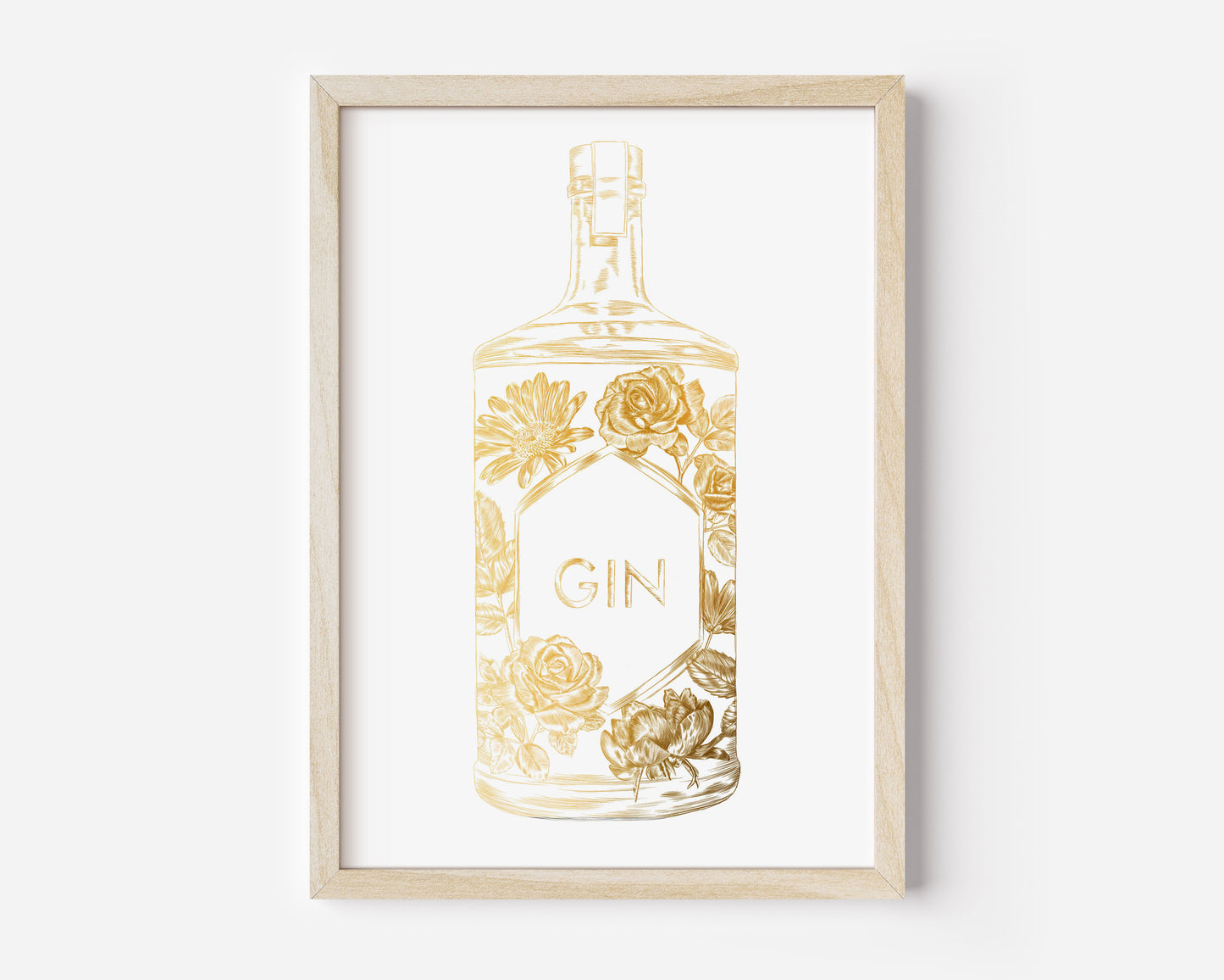 Foil Floral Gin Bottle Print