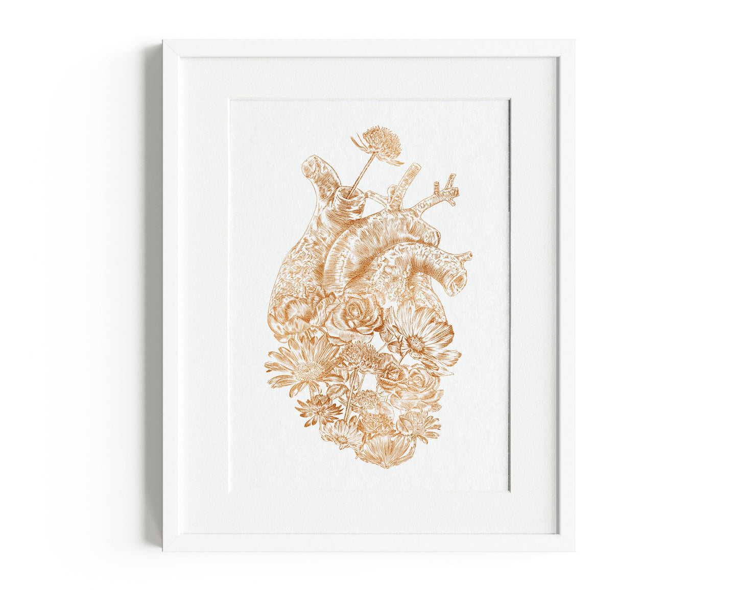 Foil Floral Anatomical Heart