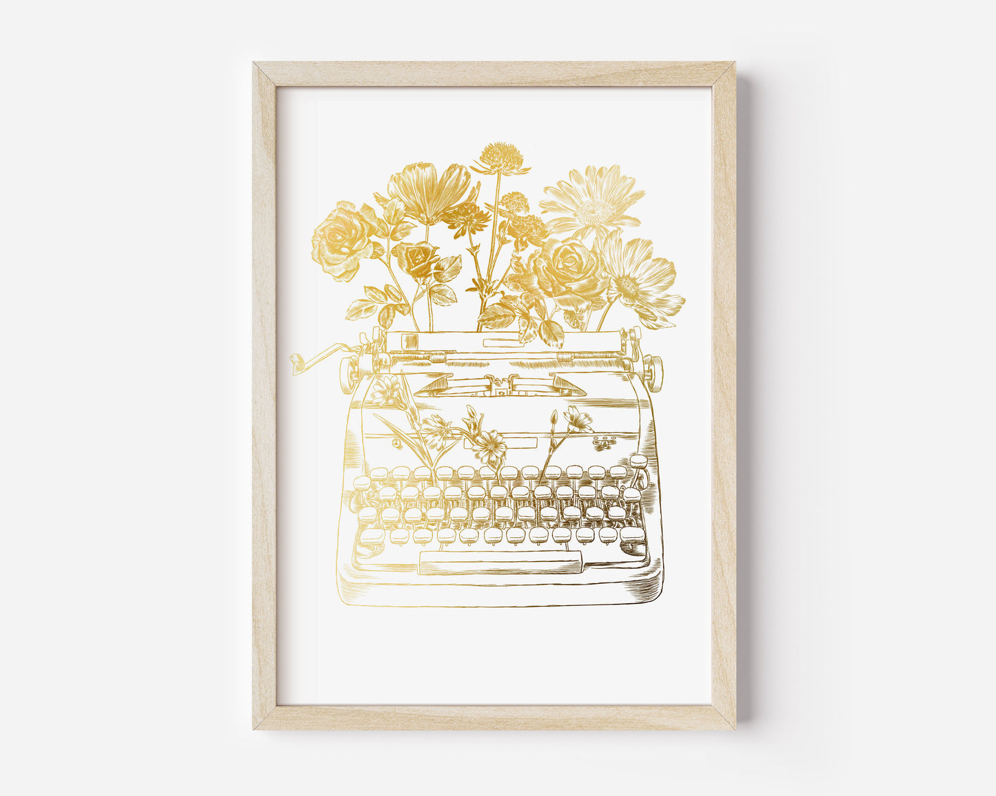Foil Floral Typewriter Print