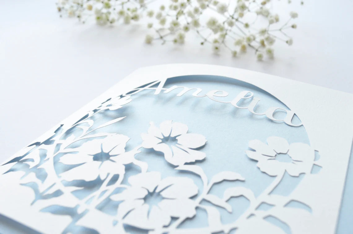 Floral Name Papercut Card