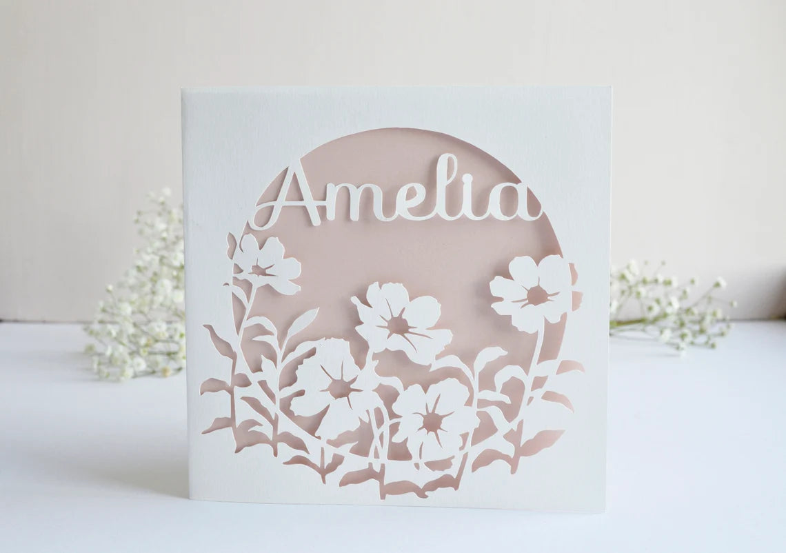 Floral Name Papercut Card