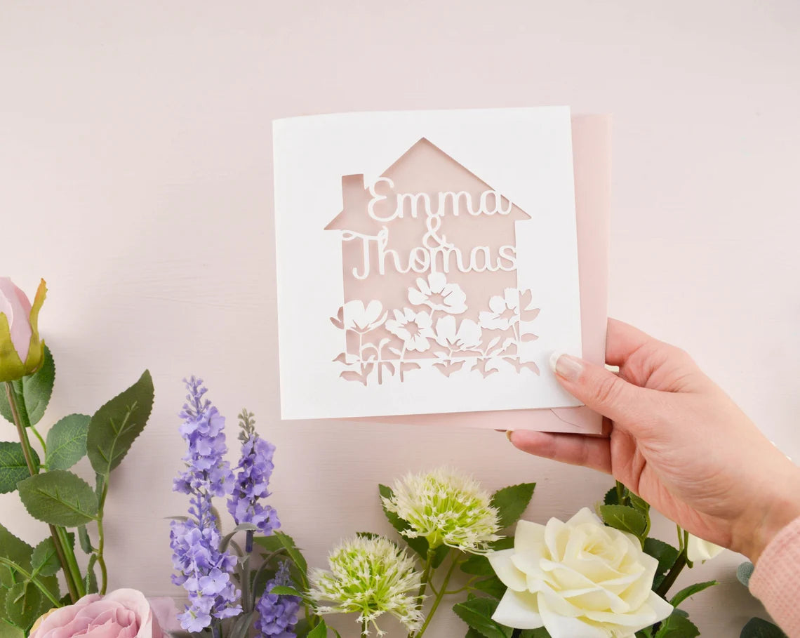 Floral House Papercut Card