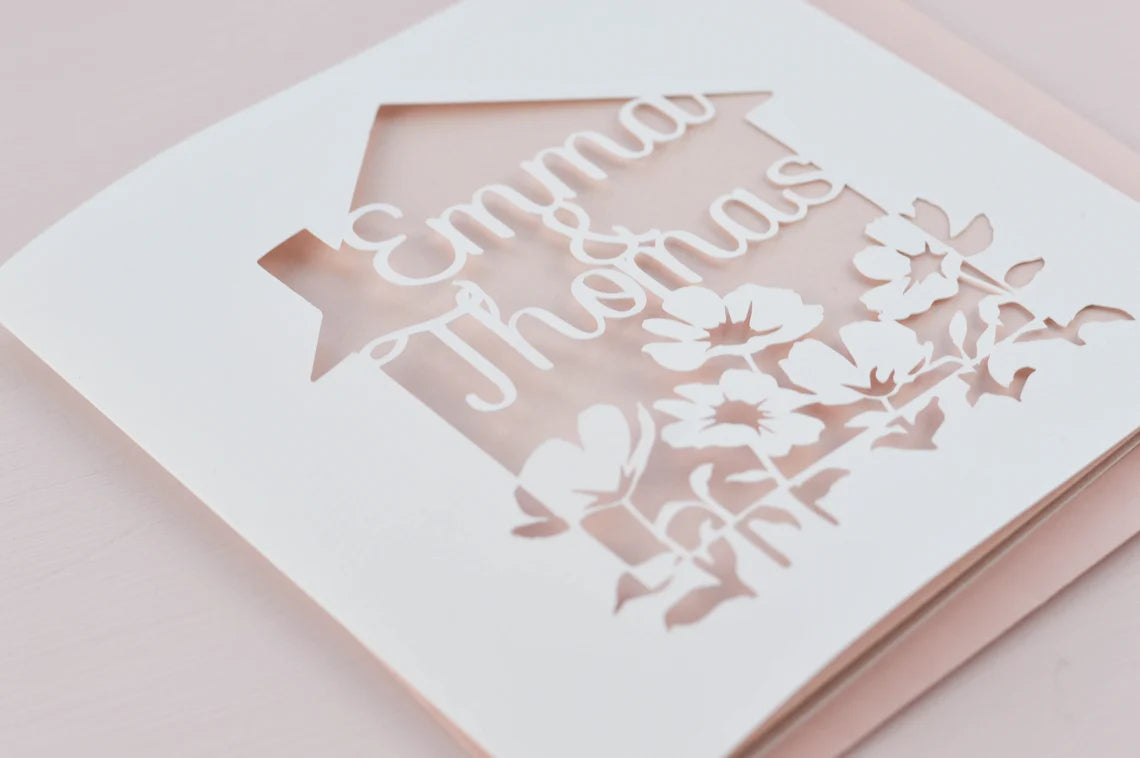 Floral House Papercut Card